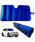 Windshield Sunshade-Thicken 5-Layer Bubble Block Heat and Sun UV Rays,Front Windshield Sun Shade,Sun Visor for Car- Keeps Your Vehicle Cool - 58 x 27.5 Inch (Dark Blue)