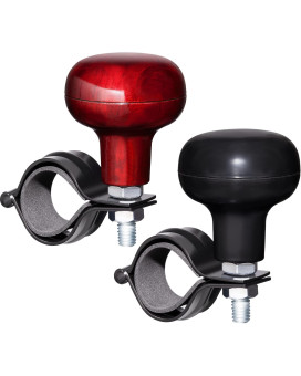 2 Pieces Steering Wheel Knob Spinner Suicide Knobs Steering Wheel 360 Degrees Rotation Tractor Accessories for Cars, Trucks, Tractors, Boats, Golf Carts (Black and Brown)