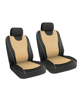 Car Seat Covers Full Set, Polyester Automotive Seat Covers, Breathable Waterproof Car Seat Cushion Protectors, Car Accessories Fits Most Vehicles, SUV, Truck (Beige/Front)