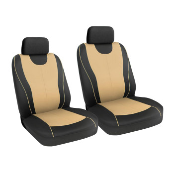 Car Seat Covers Full Set, Polyester Automotive Seat Covers, Breathable Waterproof Car Seat Cushion Protectors, Car Accessories Fits Most Vehicles, SUV, Truck (Beige/Front)