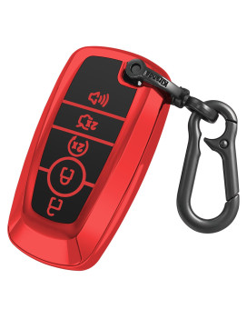 Kirsnda for Ford key fob cover case,with keychain fit Expedition for Mustang Fusion Raptor F250 F350 F450 F550 Edge Explorer Smart Remote Vehicle Accessories,Soft TPU key case,5 Buttons(Red)