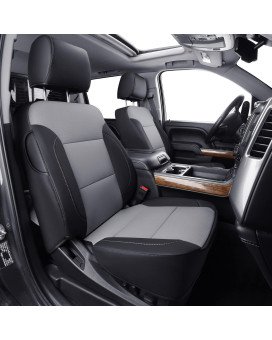 LUCKYMAN CLUB Custom Fit Seat Covers for 2014-2018 Chevy Silverado Sierra 1500 Crew Cab, 2015-2019 Silverado Sierra 2500 3500 Crew Cab (Black&Gray)