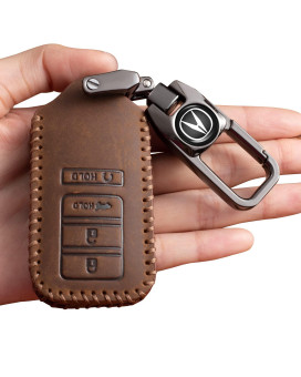 Royal Guard Car Key Case Genuine Leather Protector with Keychain Suitable for Acura ACDX NSX RDX RLX TLX TLX-L Smart Remote Key,Key fob Cover case Key Holder 3 Buttons car Accessories