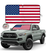 Windshield Sunshade American Flag Design - Car Shade Windshield - Foldable Car Front Window Sunshade - Keeps Your Vehicle Cool - Protect Your Dashboard and Upholstery from Fade and Cracks - Small