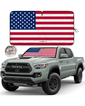 Windshield Sunshade American Flag Design - Car Shade Windshield - Foldable Car Front Window Sunshade - Keeps Your Vehicle Cool - Protect Your Dashboard and Upholstery from Fade and Cracks - Small