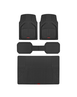 Motor Trend FlexTough Defender Floor Mats for Cars & TrunkShield Trunk Mat Set, Next-Gen Deep Dish Heavy Duty Car All Weather, Rubber Set Auto Truck Van SUV