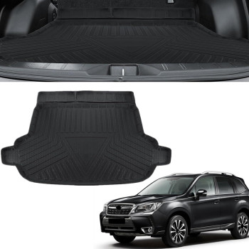 MotorFansClub Cargo Liners Fit for Subaru Forester 2014 2015 2016 2017 2018 Black TPO Rear Cargo Trunk Tray Floor Protector Mats