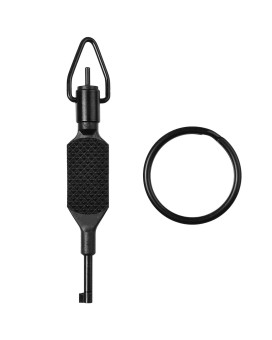 JOTOVO Flat Knurled Swivel Key, Universal Standard Handcuff Key 4 Long with Detachable Keyring, Black