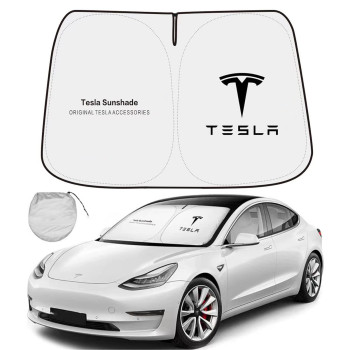 MASHA Car Windshield Sun Shade Compatible for Tesla Blocks UV Rays Sun Visor Protector, Front Window Sunshade Visor for Tesla Model 3 Model Y 2016-2023 2024 Accessories