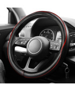 K KNODEL Universal Fit Steering Wheel Cover, Microfiber Leather Car Steering Wheel Cover, Anti-Slip Car Wheel Protector, 15 Inch (Red)