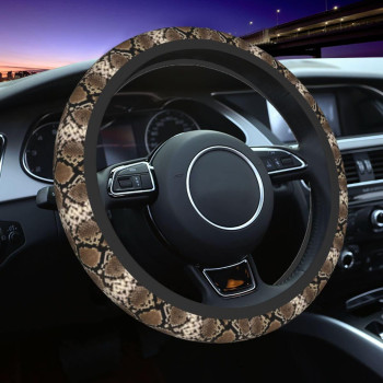 Snake Pattern Steering Wheel Cover 15 inch Non-Slip Sweat Absorption Neoprene Decor Car Truck Protector Universal Automotive Accessories