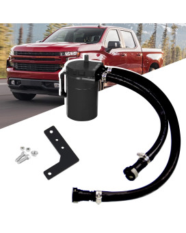 RULLINE Oil Separator 350ml Oil Catch Can Tank Aluminum Polish Baffled Reservoir Black Compatible with 2019-2022 Chevy Silverado 1500 5.3L & 6.2L, GMC Sierra 1500 5.3L & 6.2L Driver Side