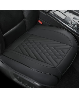 GIANT PANDA Premium PU Leather Front Car Seat Cover Protector Anti-Slip Bottom Seat Cover Fits 95% of Vehicles, Wrapping Around The Bottom (1 Pack - Black)