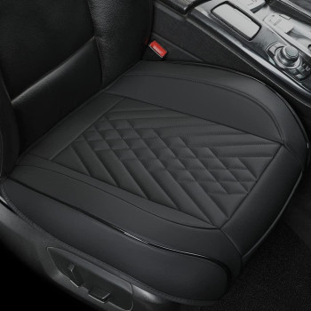 GIANT PANDA Premium PU Leather Front Car Seat Cover Protector Anti-Slip Bottom Seat Cover Fits 95% of Vehicles, Wrapping Around The Bottom (1 Pack - Black)