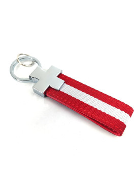 102 Stripe Nylon Band Leather Key Chain Strap Trim Decal Men Keychain for Motorcycles, Scooters, Cars and Gifts (red-white line)