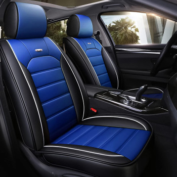 OTOEZ Car Seat Covers Full Set, Leather Automotive Seat Cover for 5 Passenger Cars SUV Truck Sedan, Universal Car with Backrest Cover Protector Anti-Slip Front Rear Seat Cushion (Blue)