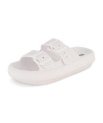 cUSHIONAIRE Womens Fame recovery slide sandals with comfort, White 12