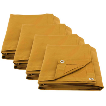Mytee Products (4 Pack) 6 x 8 Tan canvas Tarp 12oz Heavy Duty Water Resistant