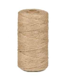 PerkHomy Jute Twine String 3mm 328Ft Natural Thin Ribbon Twine for Craft Gardening Plant Gift Wrapping Art Wedding Decoration Packing Material Christmas Twine Bulk Heavy-Duty (328FT * 3mm (4 ply))