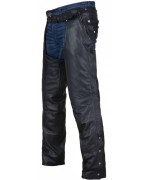 Black Motorcycle Leather Chaps for Men Women Riding with Zip Out Liner, Cowboy Biker Chap Pants with Four Deep Pockets, S