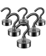 FINDMAG Magnetic Hooks, 22Lbs Strong Magnetic Hooks for Hanging, Heavy Duty Rare Earth Magnet Hooks with Nickel Coating, for Kitchen, Home, Office, Cruise, Garage etc, (Black, Pack of 6)