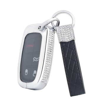 1797 Key Fob Cover for Dodge Jeep Cherokee Grand Cherokee Compass Renegade Ram Chrysler Keychain Bling Accessories Zinc Alloy Silver