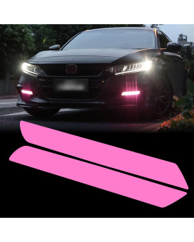 TOMALL Vinyl Smoke Tint Fog Light Films Compatible with Honda 10th Accord 2018-2020 Fog Lamp Light Transmission Stickers Auto Self Adhesive Exterior Decorations for Car (Pink)