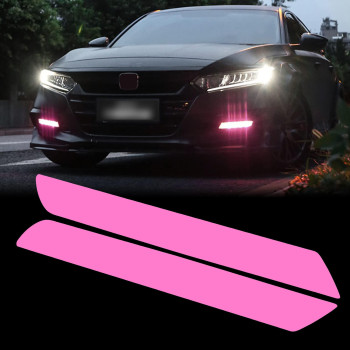 TOMALL Vinyl Smoke Tint Fog Light Films Compatible with Honda 10th Accord 2018-2020 Fog Lamp Light Transmission Stickers Auto Self Adhesive Exterior Decorations for Car (Pink)