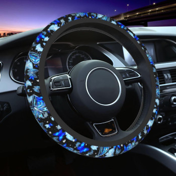 Blue Butterfly Steering Wheel cover Universal 145-15 Inch car Wheel Protector Anti-Slip car Steering Wheel Accessories for Women girls