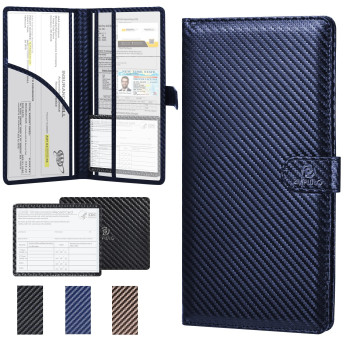 car-Registration-and-Insurance-Holder with Magnetic closure PU Leather-car-Document-Holder for cards Insurance and Registration Holder Auto car Document case Essential Document Driver License Blue