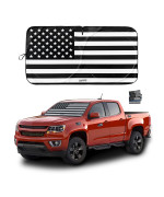 Car Front Windshield Sun Shade, American Flag Steering Wheel Sun Visor for Car, UV Rays and Privacy Protection, Foldable, Keep Car Cool, Fit for Most Cars,SUVs (Red, 63x35)