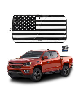 Car Front Windshield Sun Shade, American Flag Steering Wheel Sun Visor for Car, UV Rays and Privacy Protection, Foldable, Keep Car Cool, Fit for Most Cars,SUVs (Red, 63x35)