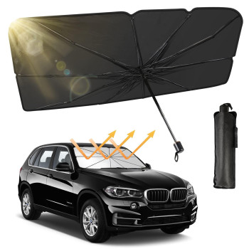 Car Windshield Sunshade, Foldable Automotive Sun Shade Cover Car Front Window Umbrella Block UV Heat Keep Vehicle Cool Sun Visor for Car Truck SUV, 54''x31''