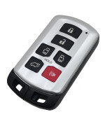 Keyless Entry Remote Smart Key Fob Shell Case Fit for Toyota Sienna HYQ14ADR with Blank Key (Silver)