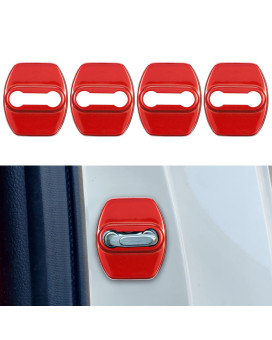 TOMALL 4pcs Car Door Lock Latches Cover Protector Compatible with Kia Stinger Sorento Soul GT-line GT2 GT1 Optima Forte K5 Accessories Stainless Steel Car Door Lock Trim Decorations (Red)