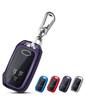 QBUC for KIA Key Fob Cover Case with Keychain for 2022 2023 Kia Carnival (3 BUTTONS ON FRONT SURFACE ONLY)(Dark Purple)