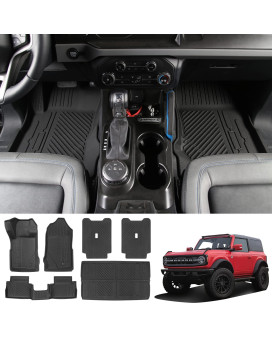 Floor Mat for Ford Bronco 2021 2022 2023 2 Door 3D All-Weather Floor Liners Rear Cargo Liner Full Set Trunk Mats Accessories