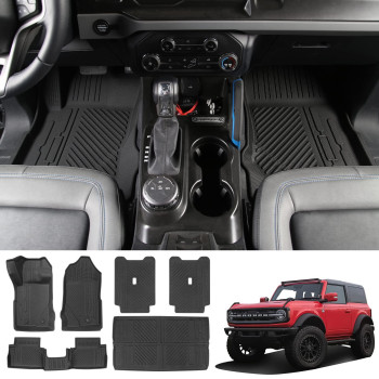 Floor Mat for Ford Bronco 2021 2022 2023 2 Door 3D All-Weather Floor Liners Rear Cargo Liner Full Set Trunk Mats Accessories