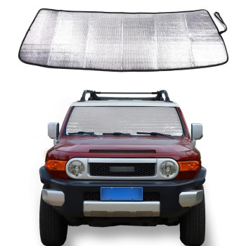 Windshield Sunshade Fit for Toyota FJ Cruiser 2007-2021, Folding Car Sun Shade for Front Window, Auto Sun Protection Visors Blocks UV Rays and Keeps Vehicle Cool (1PCS, Sunshade)