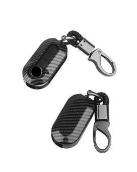 OTMIK ABS Carbon Fiber Car Key Cover Case Compatible with Fiat 500 Grande Punto Stilo 500x Panda Ducato Remote Auto Keychain