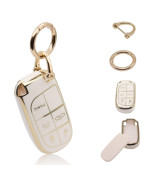 for Jeep Key Fob Cover, Soft Full Protection Key Case Shell Compatible with Jeep Smart Key 3 4 5 Buttons Protector (White)
