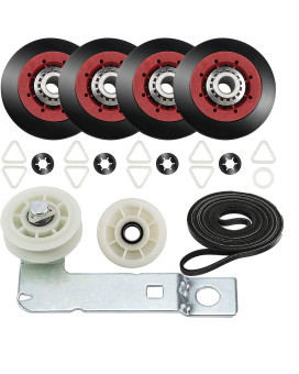 4392067 Dryer Repair Kit and W10837240 Dryer Idler Pulley for Maytag Bravos Whirlpool Duet Kenmore Elite Dryers,with WPW10314173 Drum Roller&661570V Belt&279640 Idler Pulley