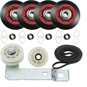 4392067 Dryer Repair Kit and W10837240 Dryer Idler Pulley for Maytag Bravos Whirlpool Duet Kenmore Elite Dryers,with WPW10314173 Drum Roller&661570V Belt&279640 Idler Pulley