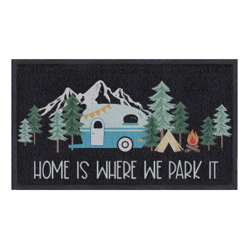 comfoyar Welcome Door Mat, 17 x30'', Home is Where We Park It Camping Door Mats, Welcome Mat with Rubber Backing for Shoe Scraper, Non Slip, Easy to Clean Mat Rug for Outside Camper Decor