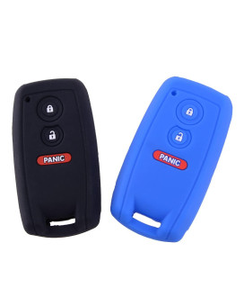 CITALL Silicone Key Case Fob Cover Holder Protector Shell Black & Blue Compatible for Suzuki SX4 Grand Vitara