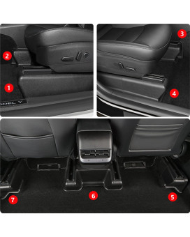 FITEV 2023-2021 Tesla Model Y Seat Slide Rail Pad Cover Protectors Under Seat Anti-Kick Scuff Wrap Kits Front Rear Console Seat Track Scratch-Resistant Case Shells for Model Y Accessories (7 PCS)