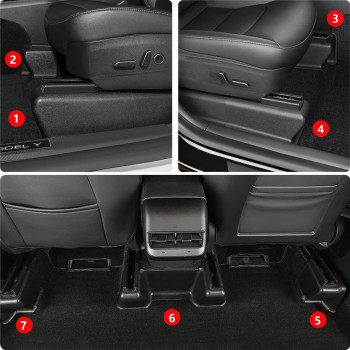 FITEV 2023-2021 Tesla Model Y Seat Slide Rail Pad Cover Protectors Under Seat Anti-Kick Scuff Wrap Kits Front Rear Console Seat Track Scratch-Resistant Case Shells for Model Y Accessories (7 PCS)