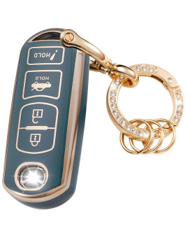 WSAuto for Mazda Key Fob cover Soft 3 4 Buttons TPU Protection car Key case Shell with Fashion gold Bling Keychain compatible with Mazda 3 6 8 Miata MX-5 cX-3 cX-5 cX-7 cX-9 Smart Remote Keyless blue