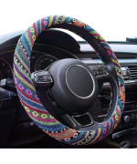 Limsas Boho car Steering Wheel cover, Elastic Microfiber Steering Wheel covers for Women, Universal Fit 15 inch car SUV, Hippie Style Protector cover, Anti-Slip, Breathable, Absorbing Sweat