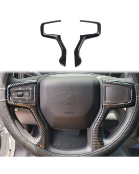 Fewshaw Carbon Fiber Steering Wheel Cover Molding Trims Accessoriess for 2019-2023 Chevy Silverado Blazer 2021-2023 Tahoe Suburban (Side Trim)
